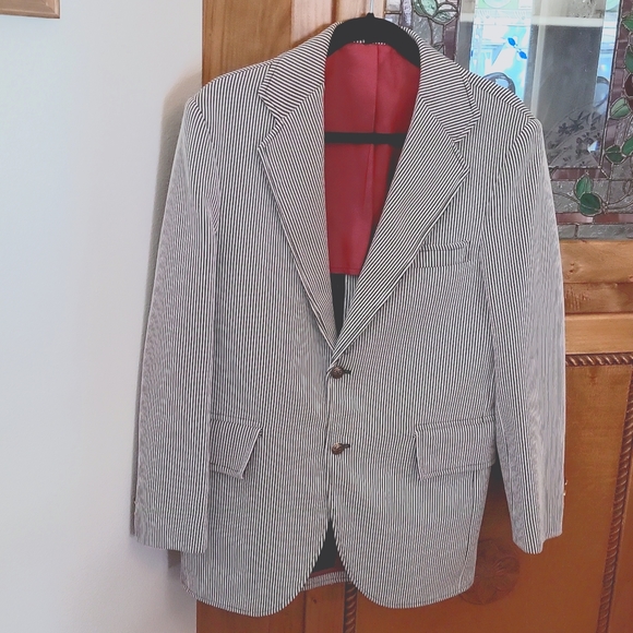 🍃Derby of San Francisco men's blazer jacket strips 38/S - Picture 1 of 14